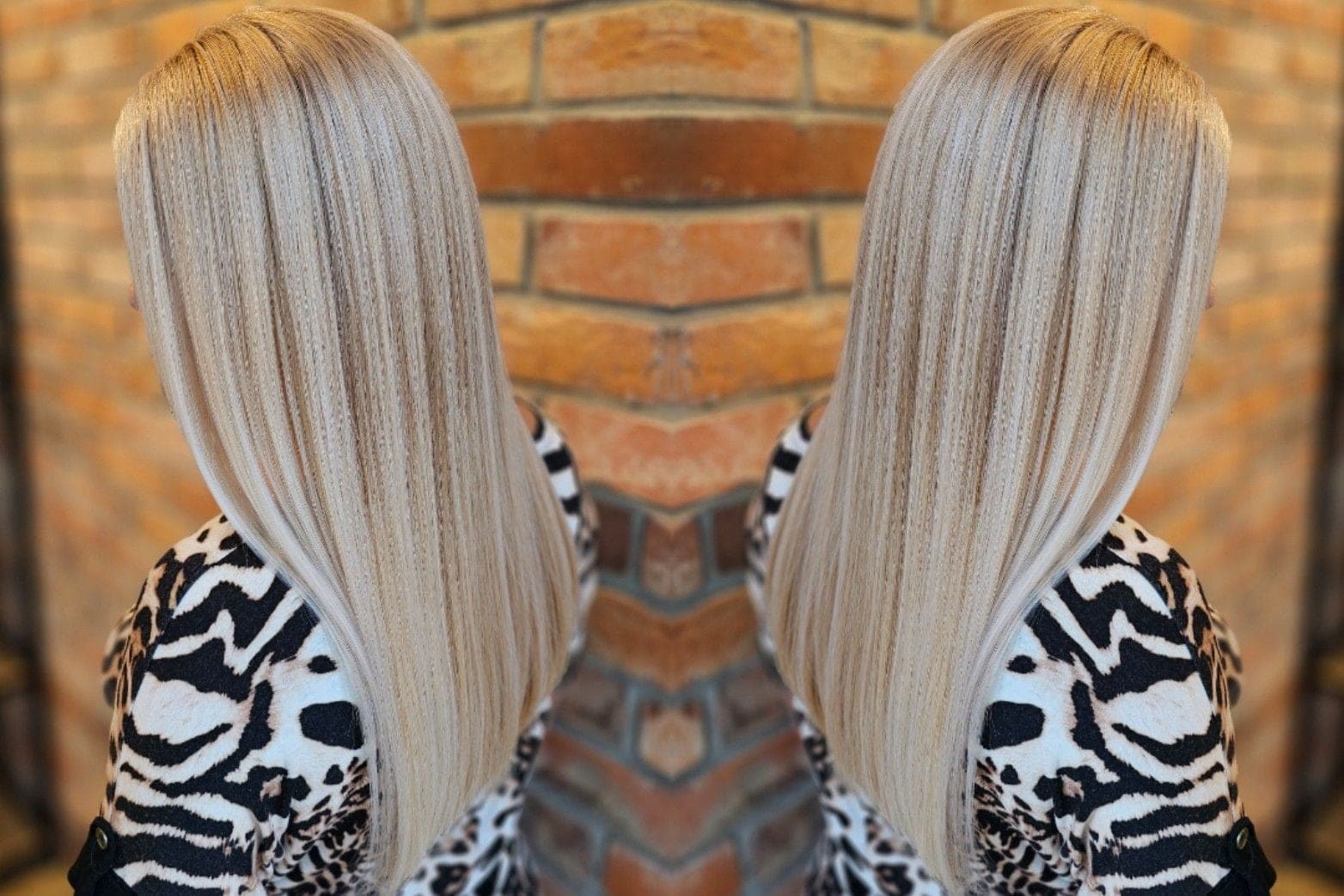 Platynowy blond na długich, prostych włosach