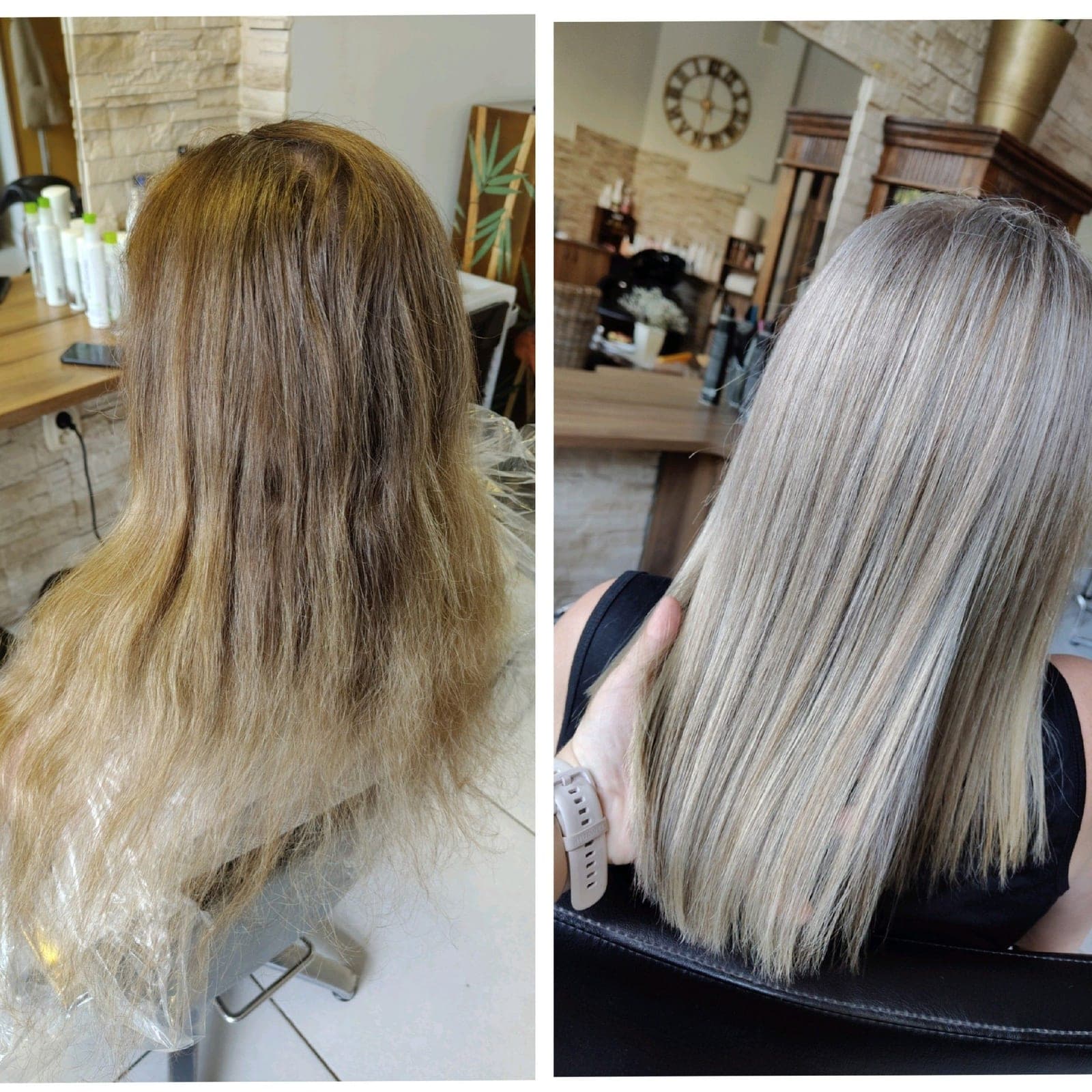 Metamorfoza koloru — chłodny blond po rozjaśnianiu